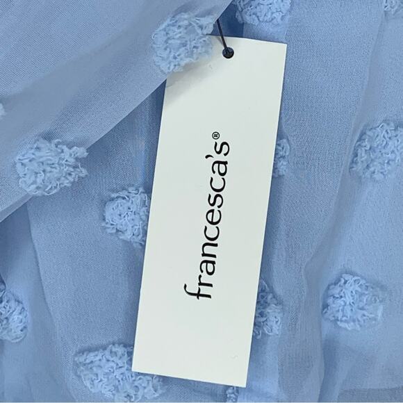 Audrey Parks+Francesca's NWT Blouse Sheer Long Sleeve Light Blue Pullover Size S - Picture 10 of 12